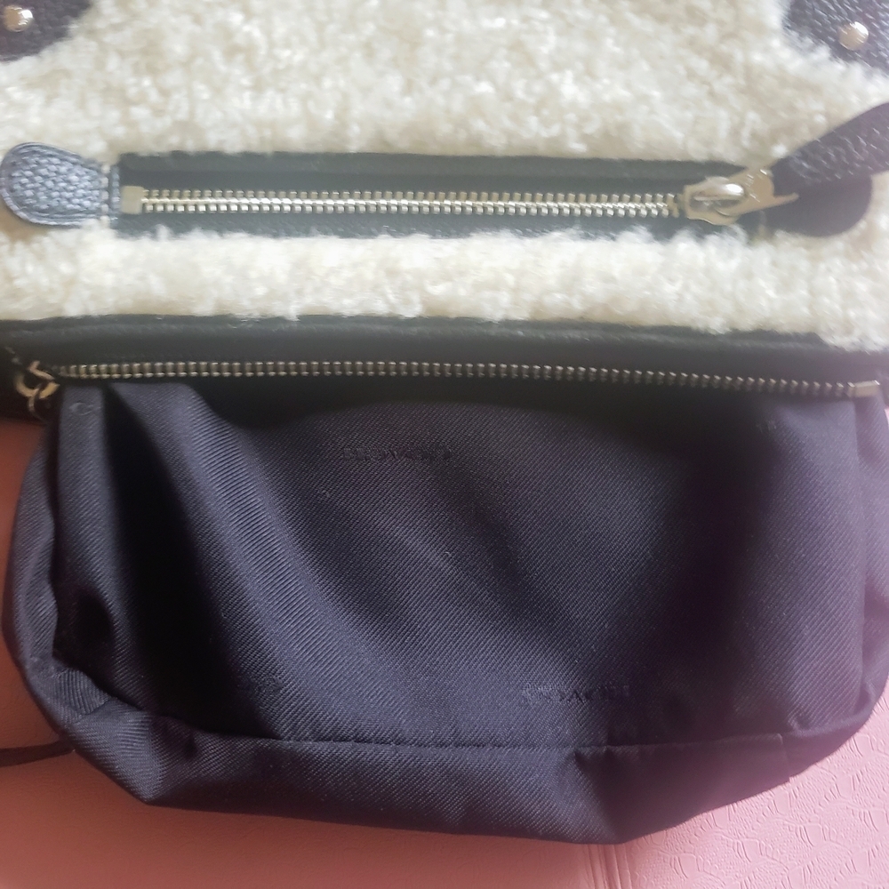 Coach Small Rhyder Pochette Shearling Crossbody Bag Wool Pebbled Leather - Picture 6 of 12